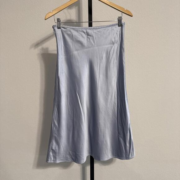 Club Monaco Silk Charmeuse Pale Blue Midi Skirt Size 4 Designer MSRP $268 - Picture 5 of 7